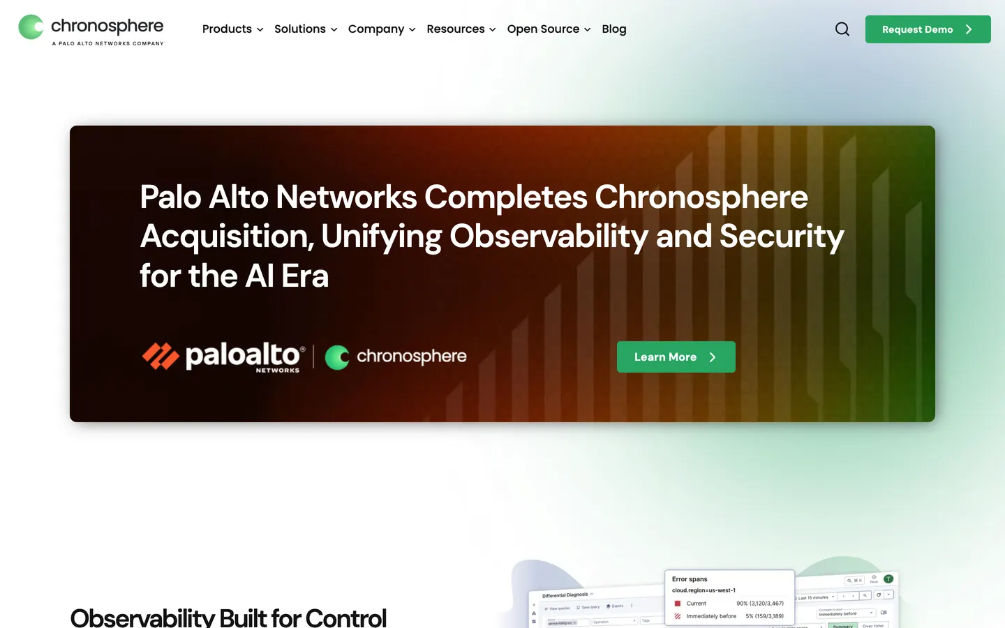 chronosphere hero section