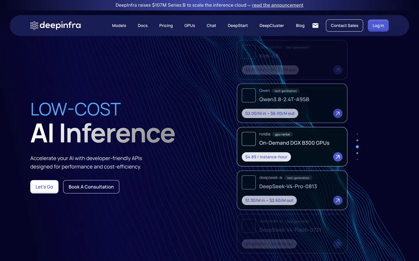 DeepInfra hero section