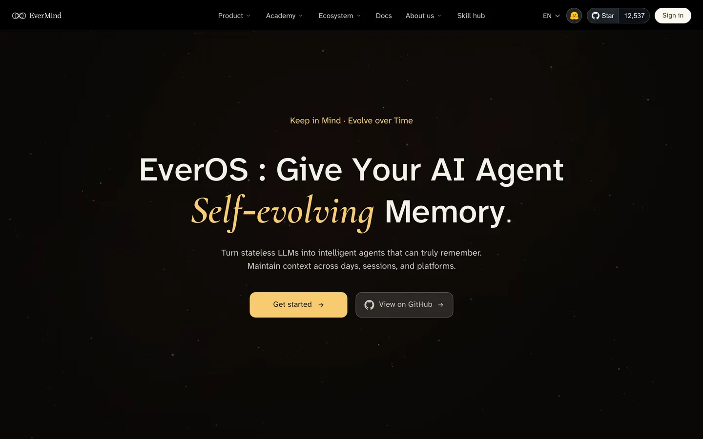 Evermind hero section