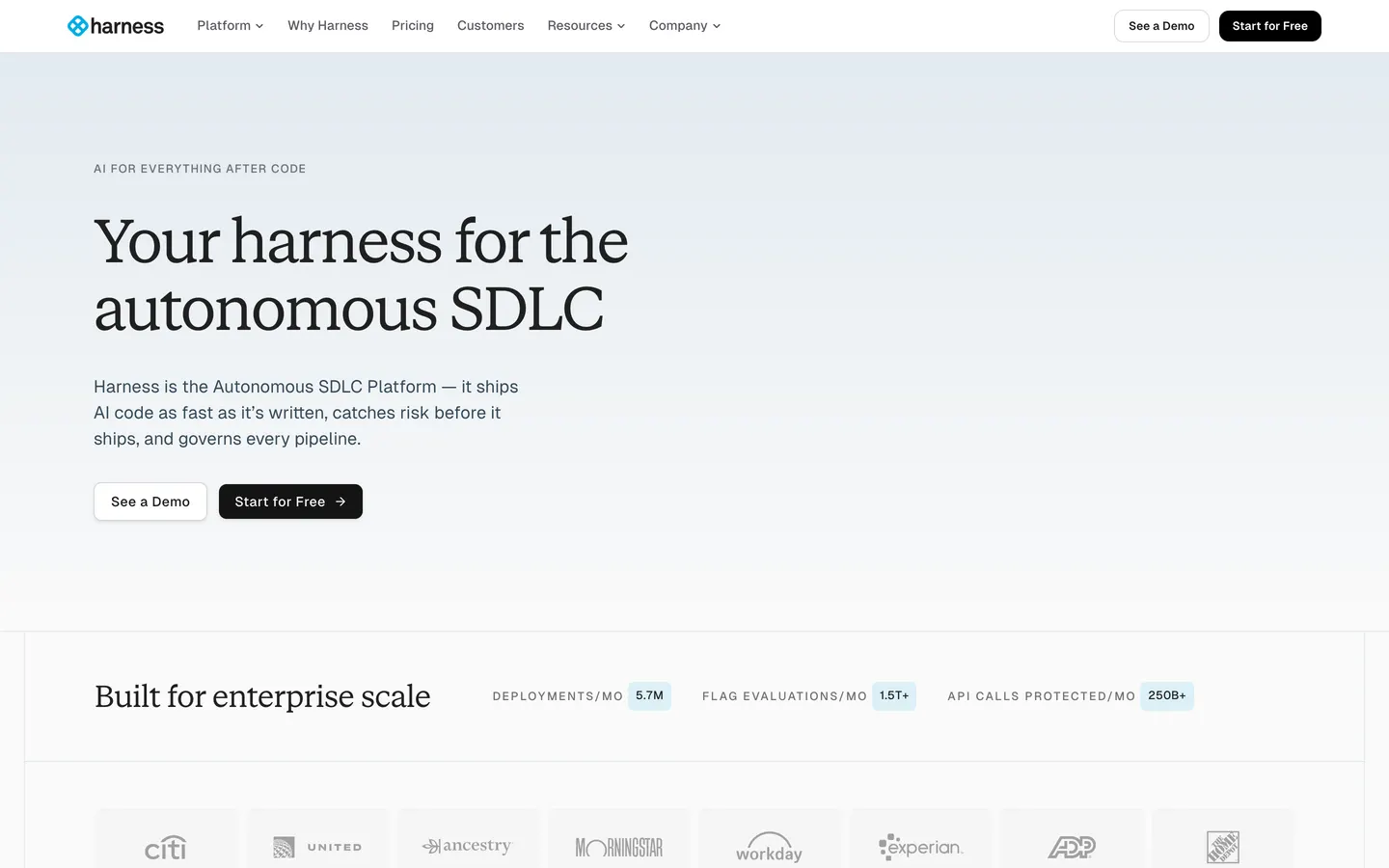 Harness hero section