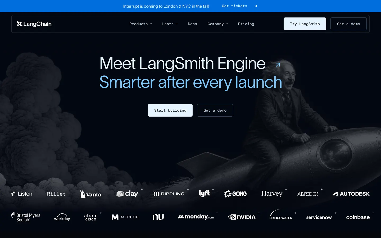 LangChain hero section