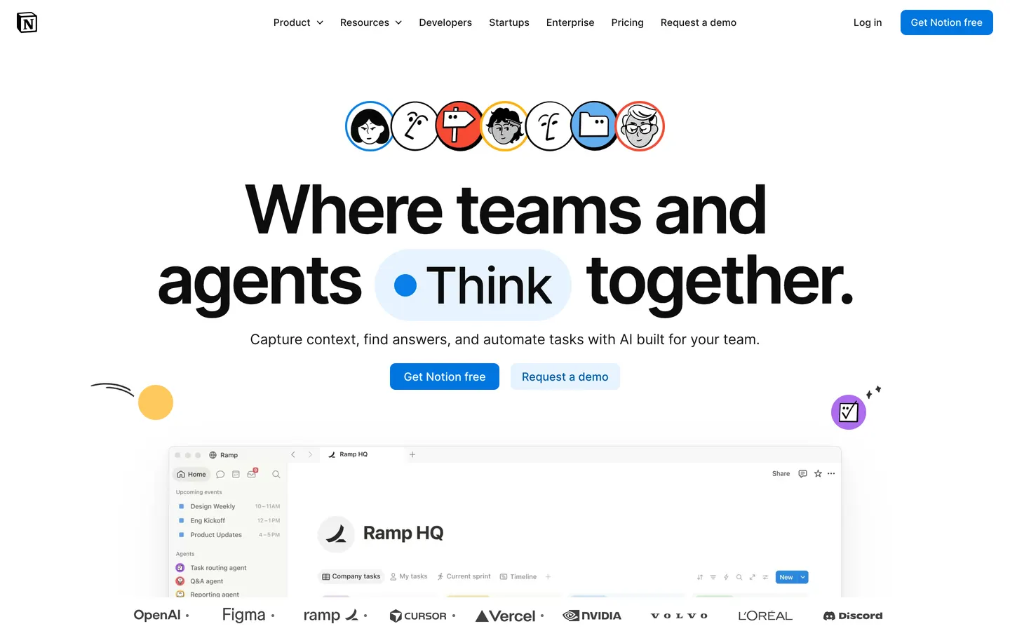 Notion hero section