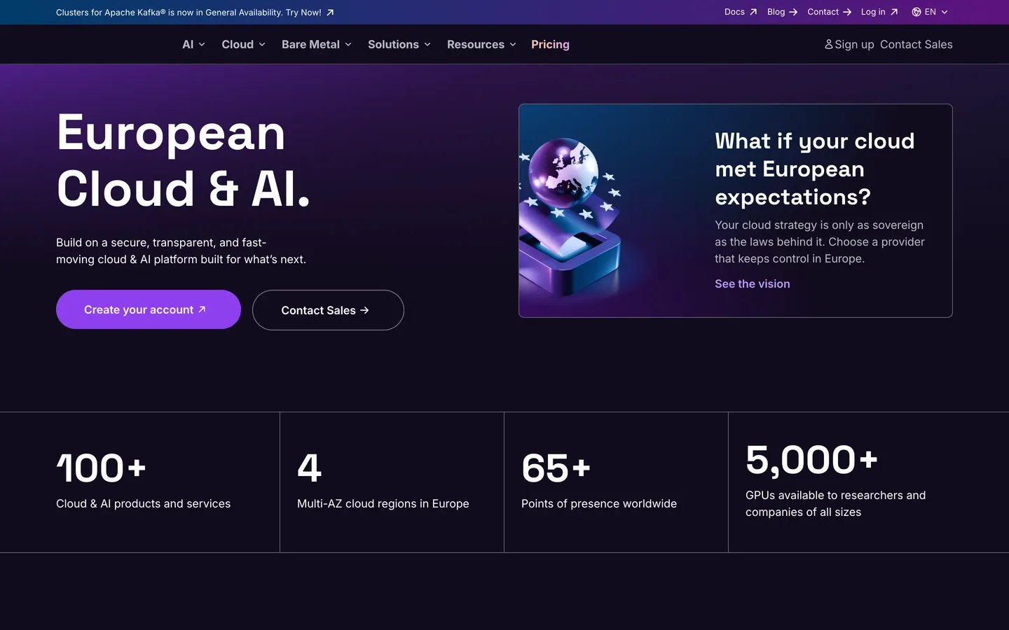 Scaleway hero section